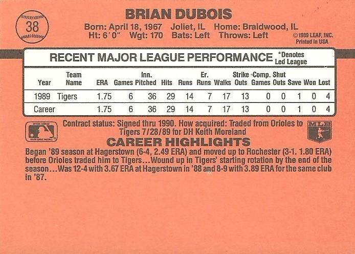 Brian DuBois  baseball card collectible - Main Image 2