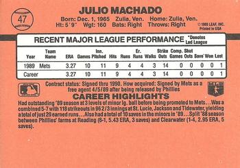 Julio Machado  baseball card collectible - Main Image 2