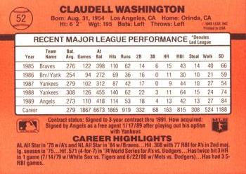Claudell Washington  baseball card collectible - Main Image 2