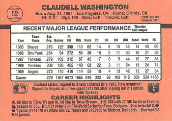 Claudell Washington  baseball card collectible - Main Image 2