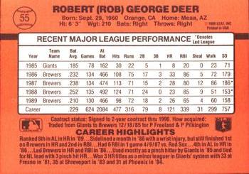 Rob Deer  baseball card collectible - Main Image 2