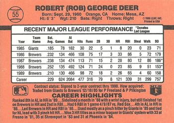Rob Deer  baseball card collectible - Main Image 2
