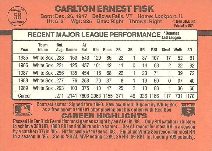 Carlton Fisk  baseball card collectible - Main Image 2