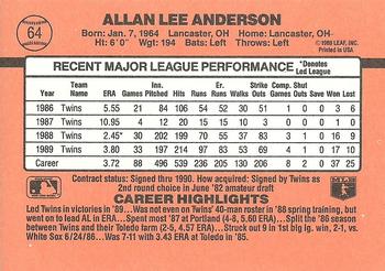 Allan Anderson  baseball card collectible - Main Image 2