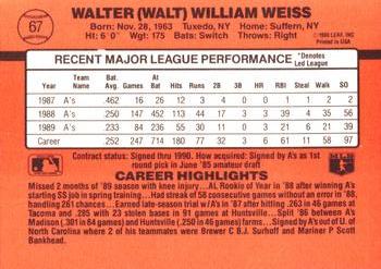 Walt Weiss  baseball card collectible - Main Image 2