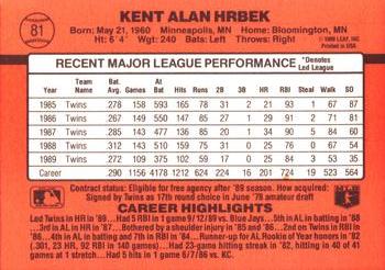 Kent Hrbek  baseball card collectible - Main Image 2