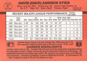 Dave Stieb  baseball card collectible - Main Image 2
