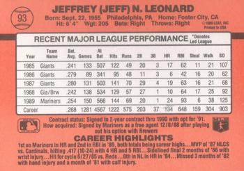 Jeffrey Leonard  baseball card collectible - Main Image 2