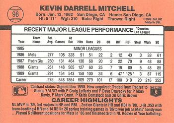 Kevin Mitchell  baseball card collectible - Main Image 2