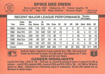 Spike Owen  baseball card collectible - Main Image 2