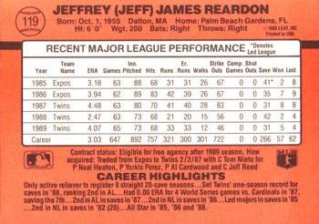 Jeff Reardon  baseball card collectible - Main Image 2