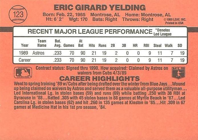 Eric Yelding  baseball card collectible - Main Image 2
