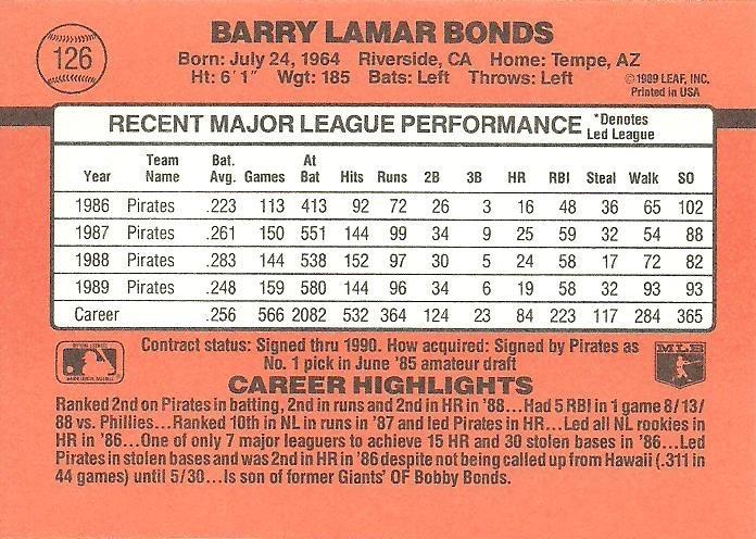 Barry Bonds  baseball card collectible - Main Image 2
