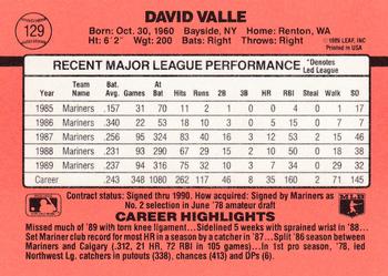 Dave Valle  baseball card collectible - Main Image 2