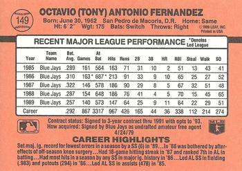 Tony Fernandez  baseball card collectible - Main Image 2