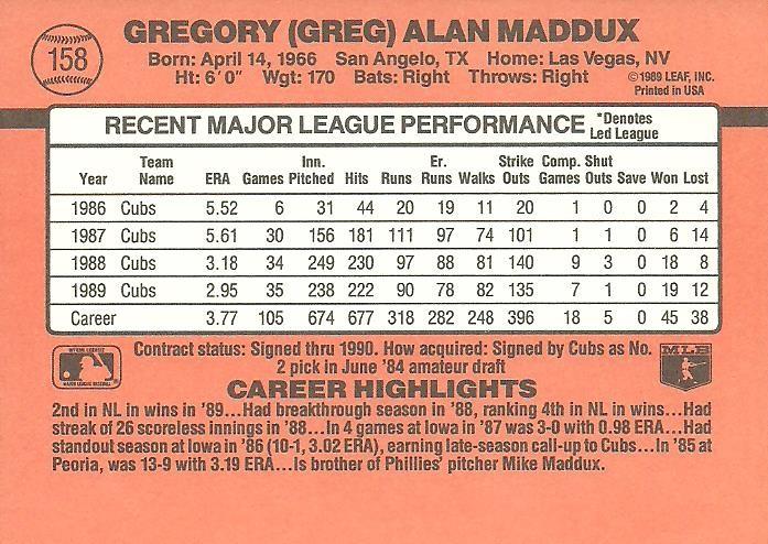 Greg Maddux  baseball card collectible - Main Image 2
