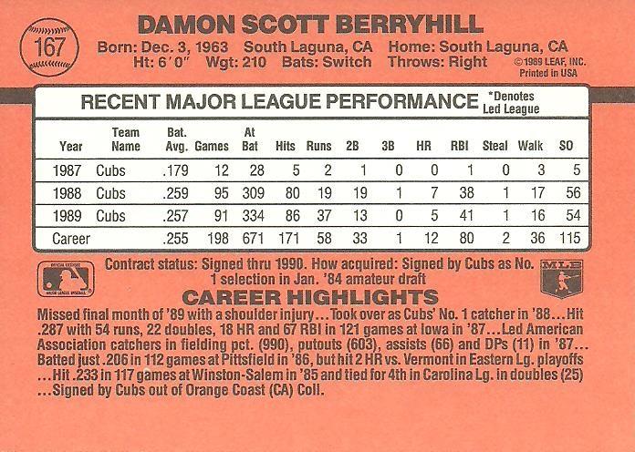 Damon Berryhill  baseball card collectible - Main Image 2