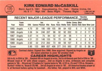 Kirk McCaskill  baseball card collectible - Main Image 2