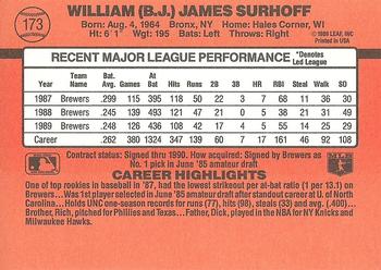 B.J. Surhoff  baseball card collectible - Main Image 2