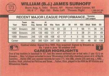 B.J. Surhoff  baseball card collectible - Main Image 2
