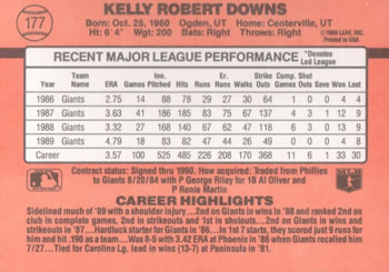 Kelly Downs  baseball card collectible - Main Image 2