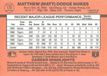 Matt Nokes  baseball card collectible - Main Image 2