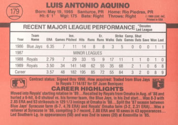 Luis Aquino  baseball card collectible - Main Image 2