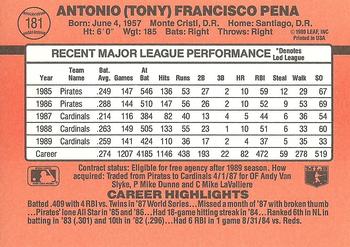 Tony Pena  baseball card collectible - Main Image 2
