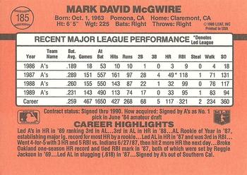 Mark McGwire  baseball card collectible - Main Image 2