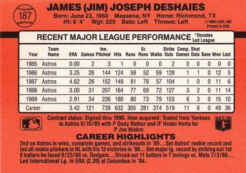 Jim Deshaies  baseball card collectible - Main Image 2