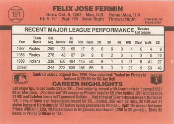 Felix Fermin  baseball card collectible - Main Image 2