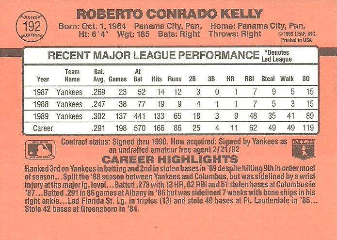 Roberto Kelly  baseball card collectible - Main Image 2