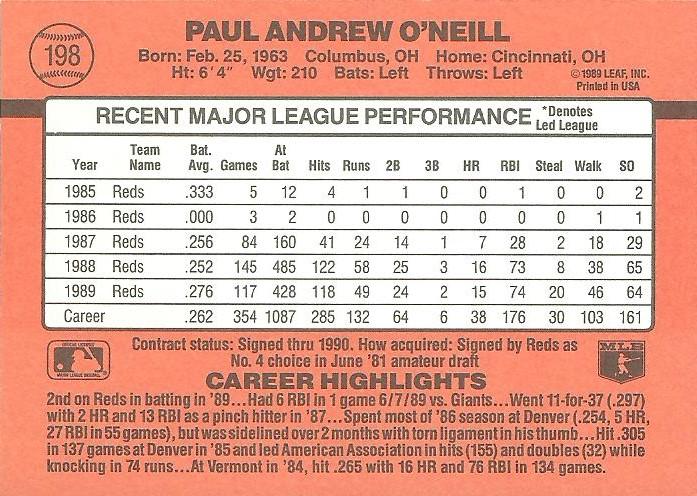 Paul O’Neill  baseball card collectible - Main Image 2