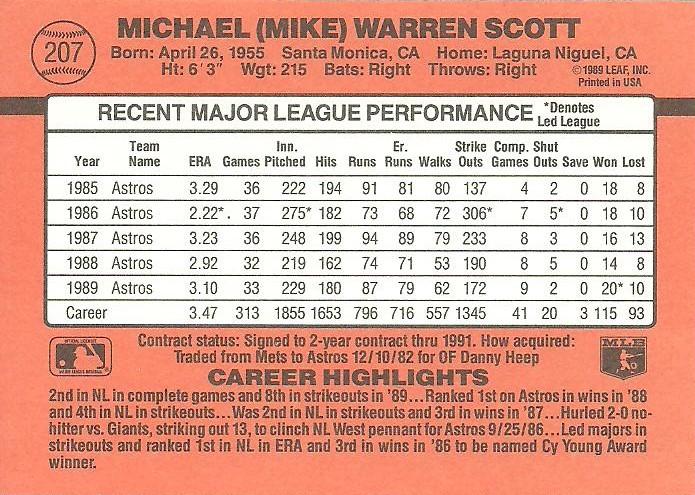 Mike Scott  baseball card collectible - Main Image 2