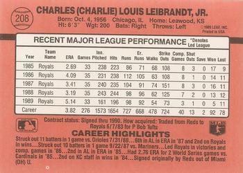 Charlie Leibrandt  baseball card collectible - Main Image 2