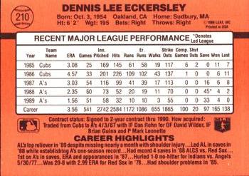 Dennis Eckersley  baseball card collectible - Main Image 2