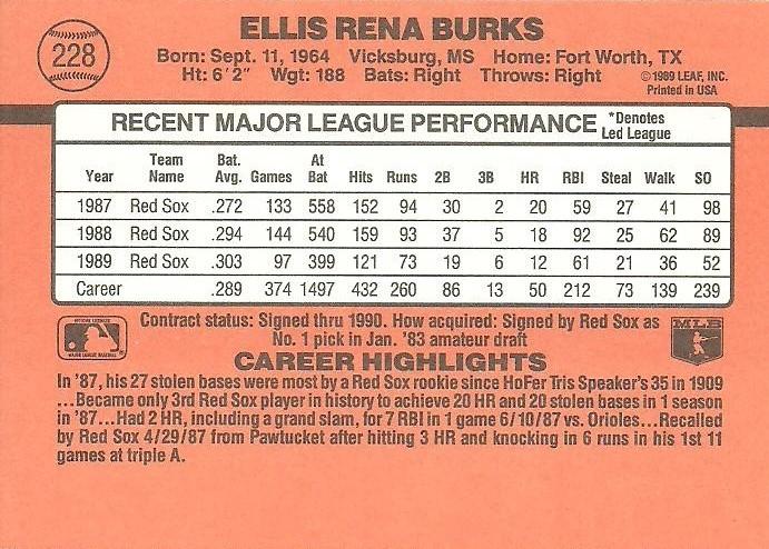 Ellis Burks  baseball card collectible - Main Image 2