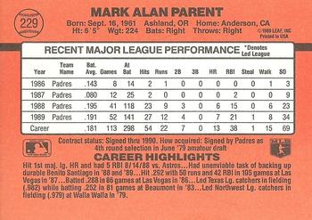 Mark Parent  baseball card collectible - Main Image 2