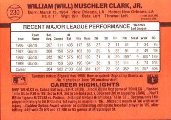 Will Clark  baseball card collectible - Main Image 2
