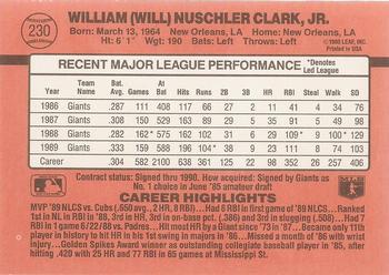Will Clark  baseball card collectible - Main Image 2