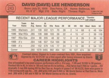 Dave Henderson  baseball card collectible - Main Image 2
