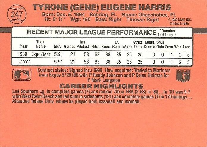 Gene Harris  baseball card collectible - Main Image 2