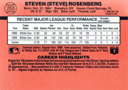 Steve Rosenberg  baseball card collectible - Main Image 2