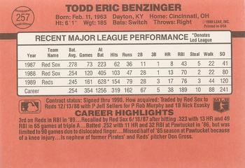 Todd Benzinger  baseball card collectible - Main Image 2