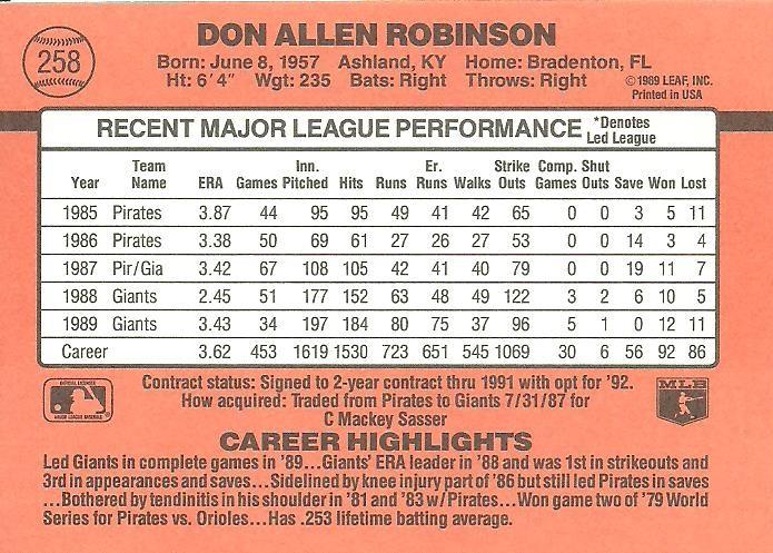 Don Robinson  baseball card collectible - Main Image 2