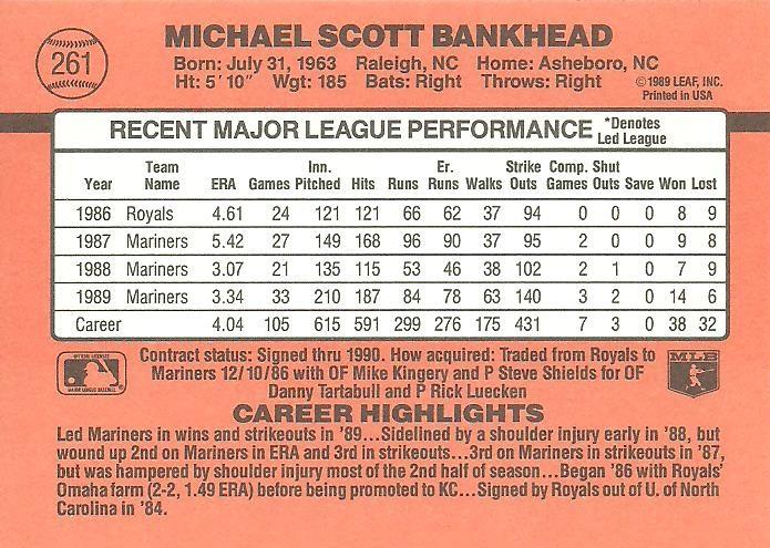 Scott Bankhead  baseball card collectible - Main Image 2