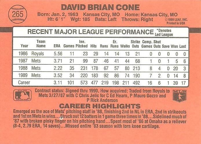 David Cone  baseball card collectible - Main Image 2