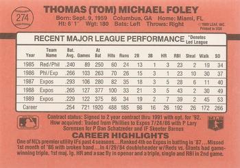 Tom Foley  baseball card collectible - Main Image 2