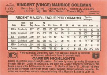 Vince Coleman  baseball card collectible - Main Image 2