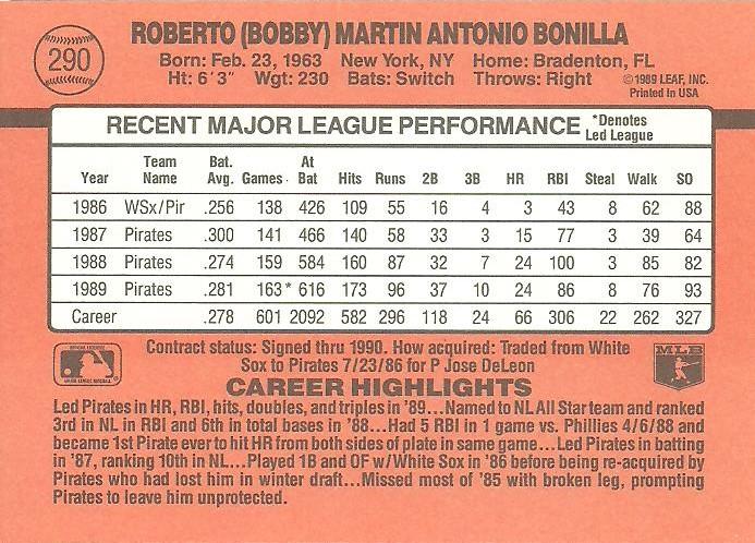 Bobby Bonilla  baseball card collectible - Main Image 2